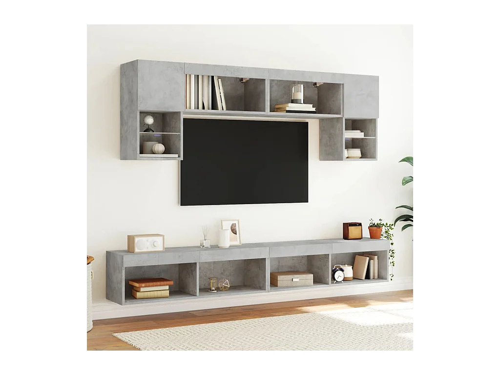 TV-Schrank mit LED-Leuchten Betongrau 100x30x30 cm