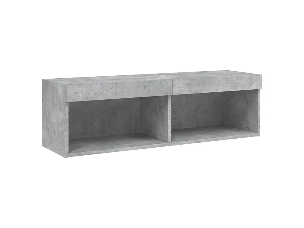 Meuble TV avec lumières LED gris béton 100x30x30 cm