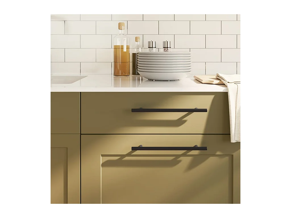 Poignées d'armoire 20 pcs noir 192 mm acier inoxydable