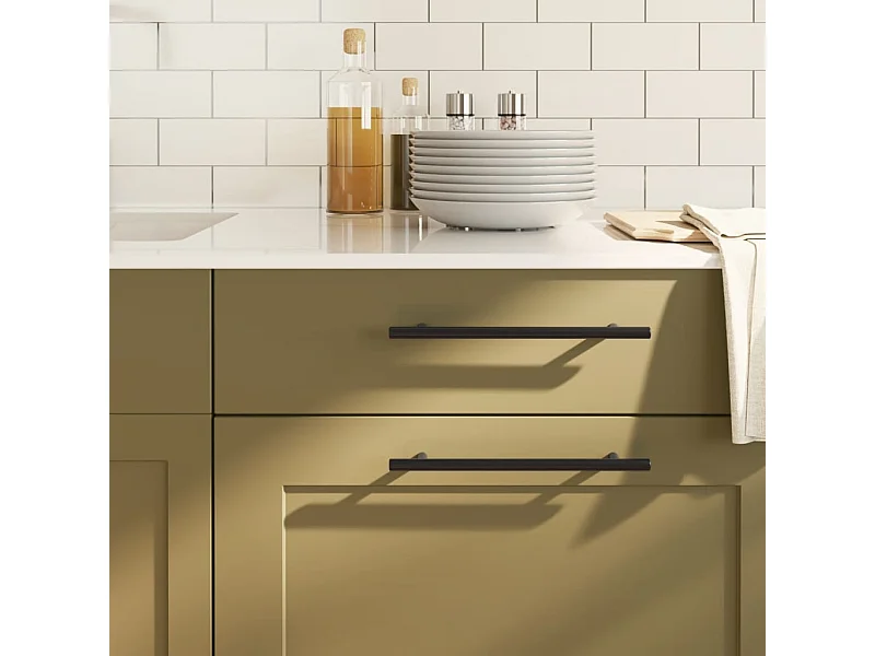 Poignées d'armoire 20 pcs noir 192 mm acier inoxydable