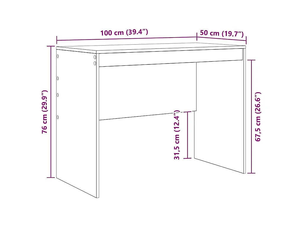 Bureau Bois ancien 100 x 50 x 76 cm