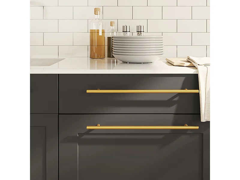 Poignées d'armoire 10 pcs doré 320 mm acier inoxydable