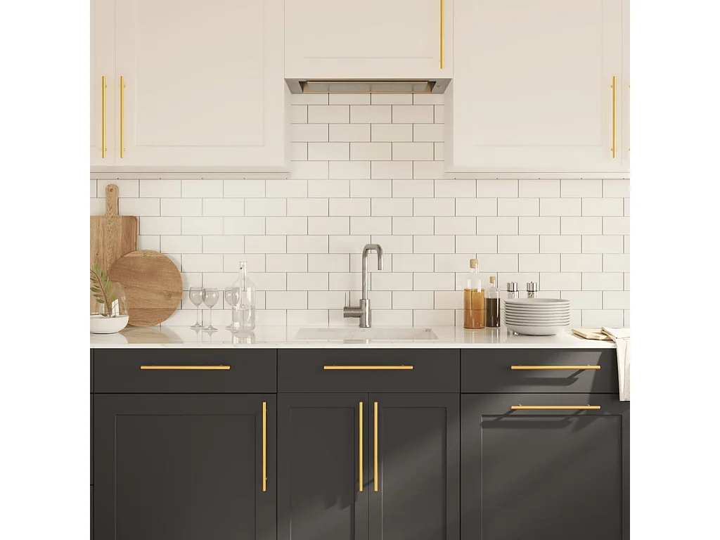 Poignées d'armoire 10 pcs doré 224 mm acier inoxydable