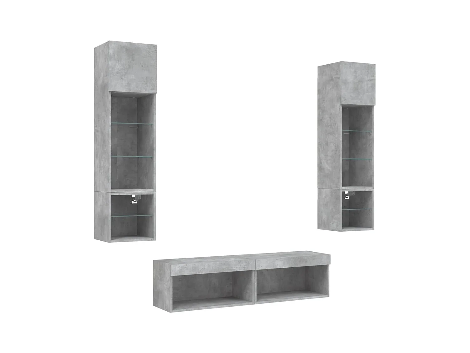 Unités murales TV avec LED 6 pcs gris béton bois d'ingénierie