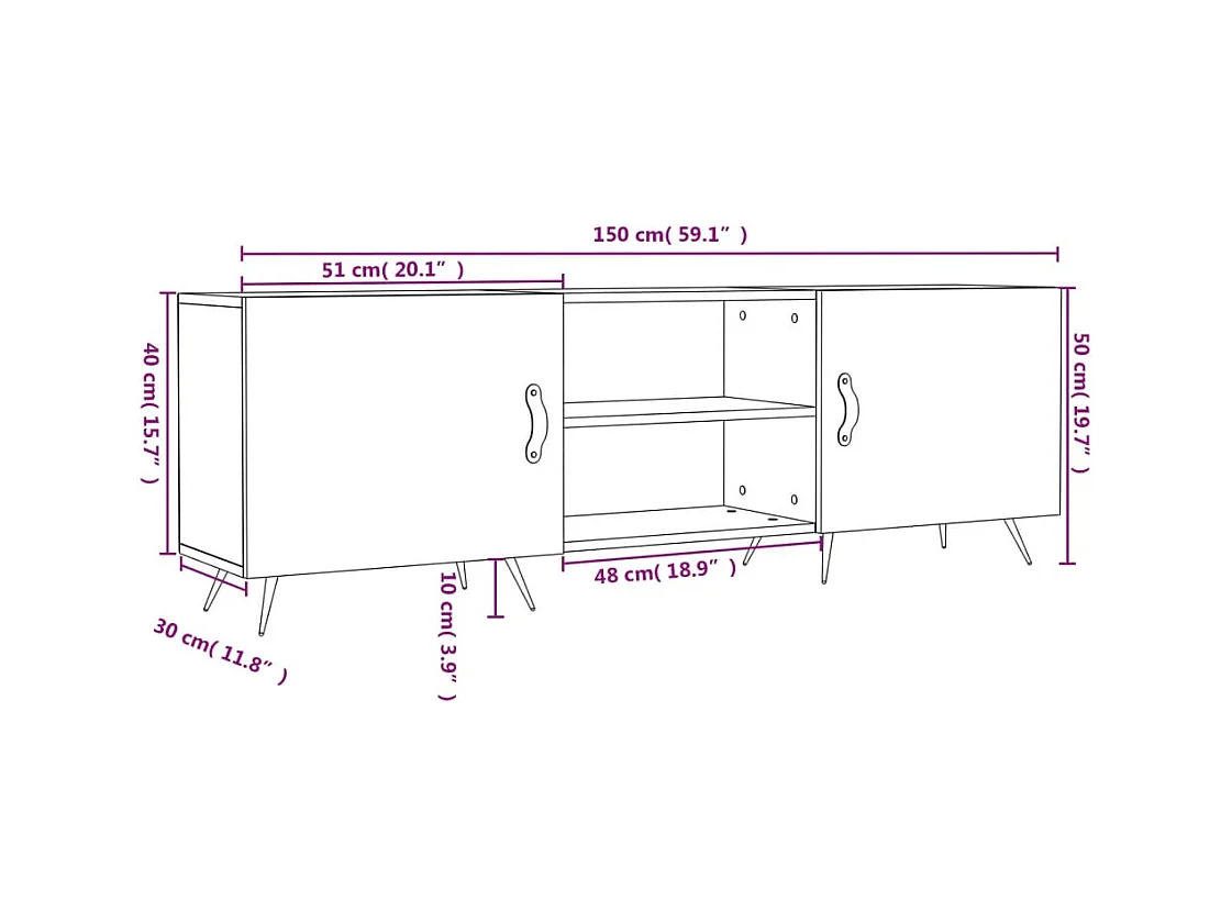 TV-Schrank Räuchereiche 150x30x50 cm Holzwerkstoff