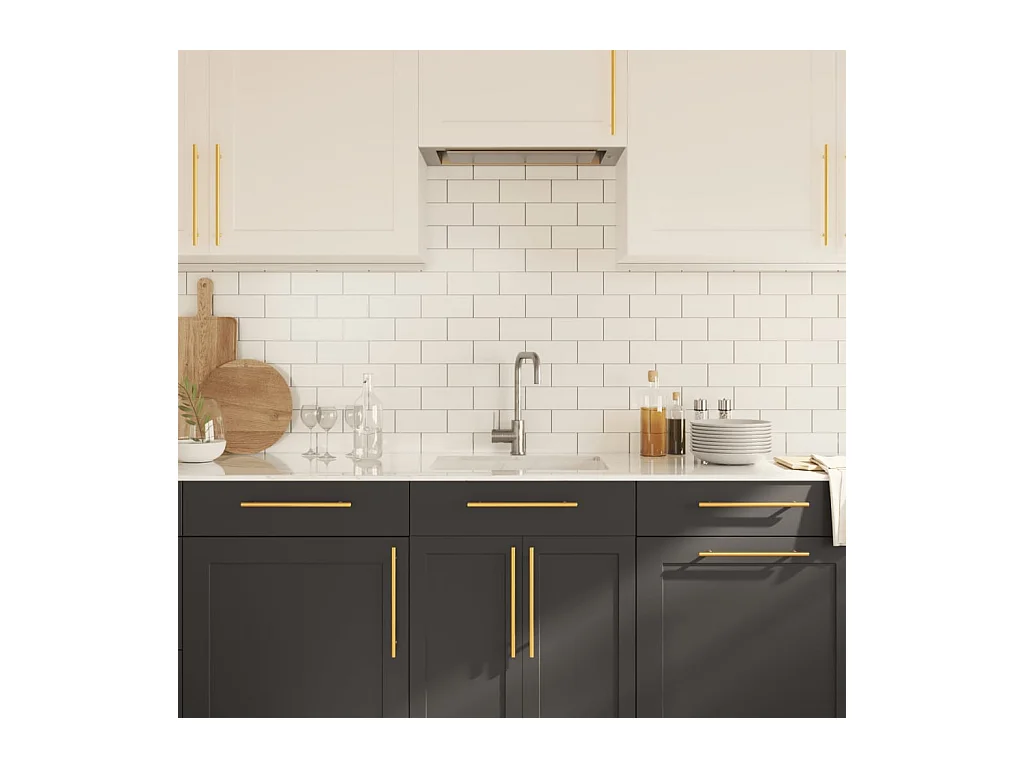 Poignées d'armoire 20 pcs doré 224 mm acier inoxydable