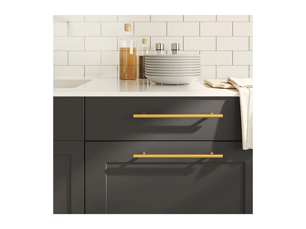 Poignées d'armoire 20 pcs doré 224 mm acier inoxydable