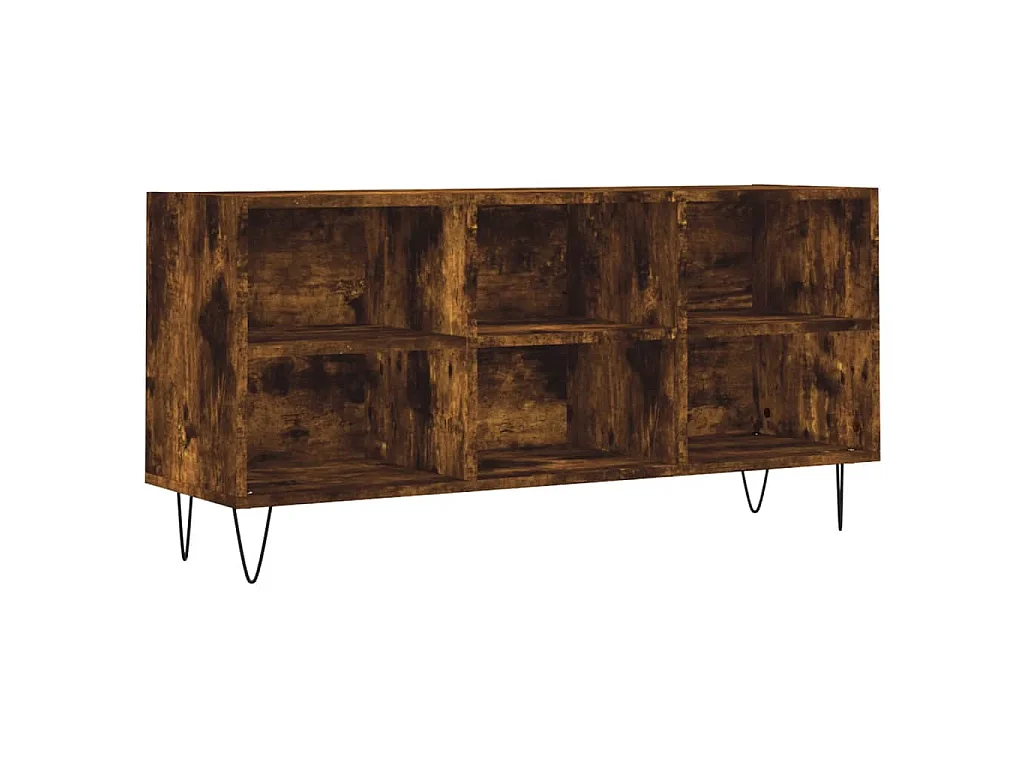 Meuble TV chêne fumé 103,5x30x50 cm bois d'ingénierie