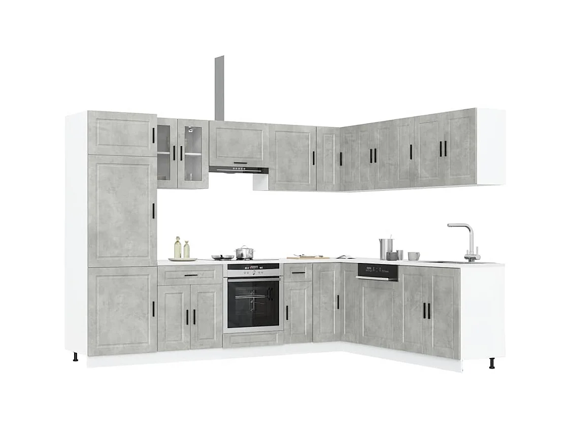 Ensemble d'armoires de cuisine 14 pcs Porto bois d'ingénierie