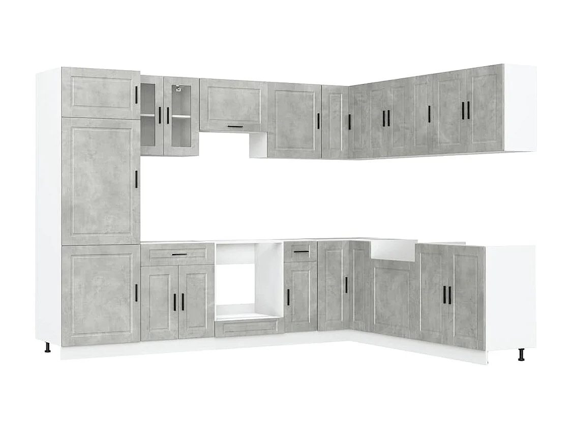 14 peças armário de cozinha conjunto Porto concreto cinza