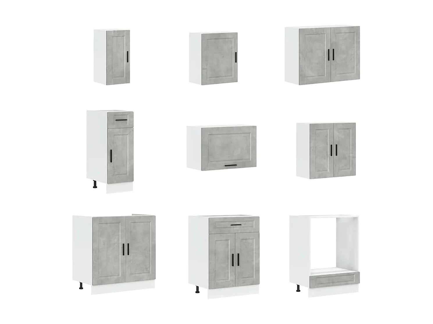 14 peças armário de cozinha conjunto Porto concreto cinza