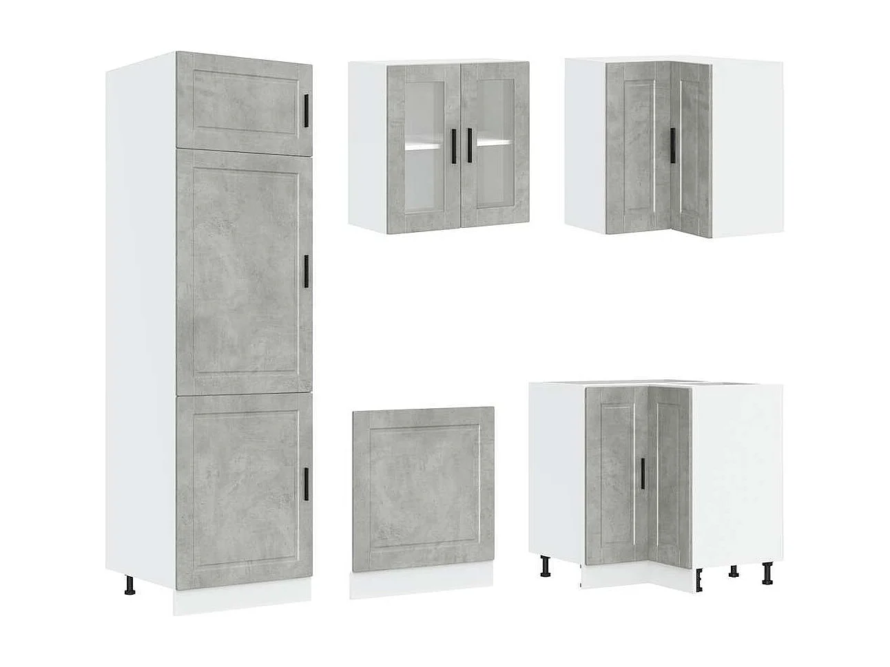 14 peças armário de cozinha conjunto Porto concreto cinza