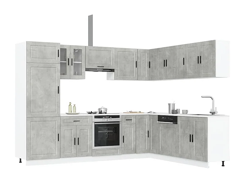14 peças armário de cozinha conjunto Porto concreto cinza
