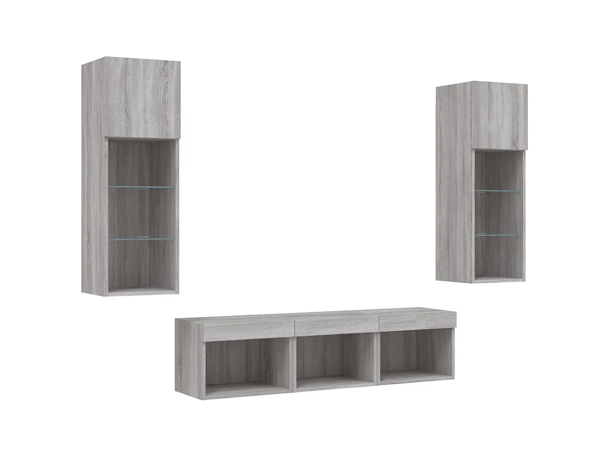 Unités murales TV avec LED 5 pcs gris sonoma bois d'ingénierie