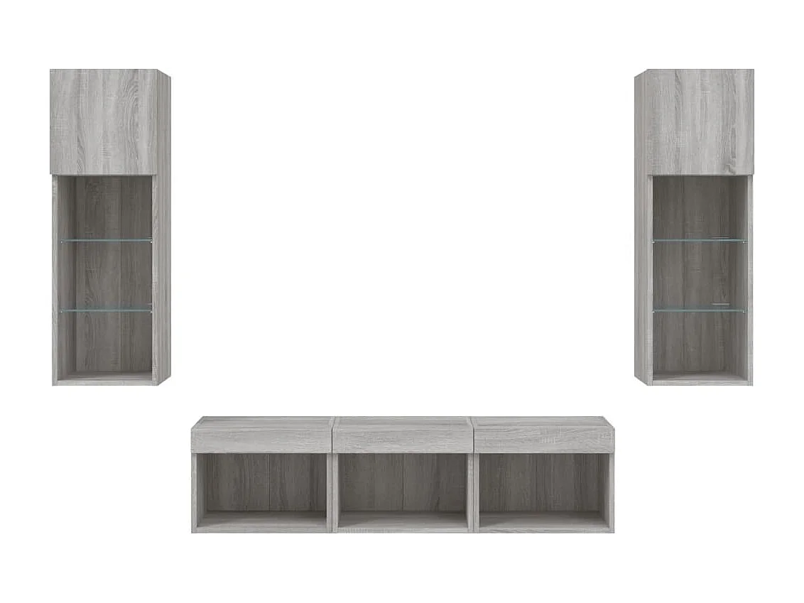 Unités murales TV avec LED 5 pcs gris sonoma bois d'ingénierie