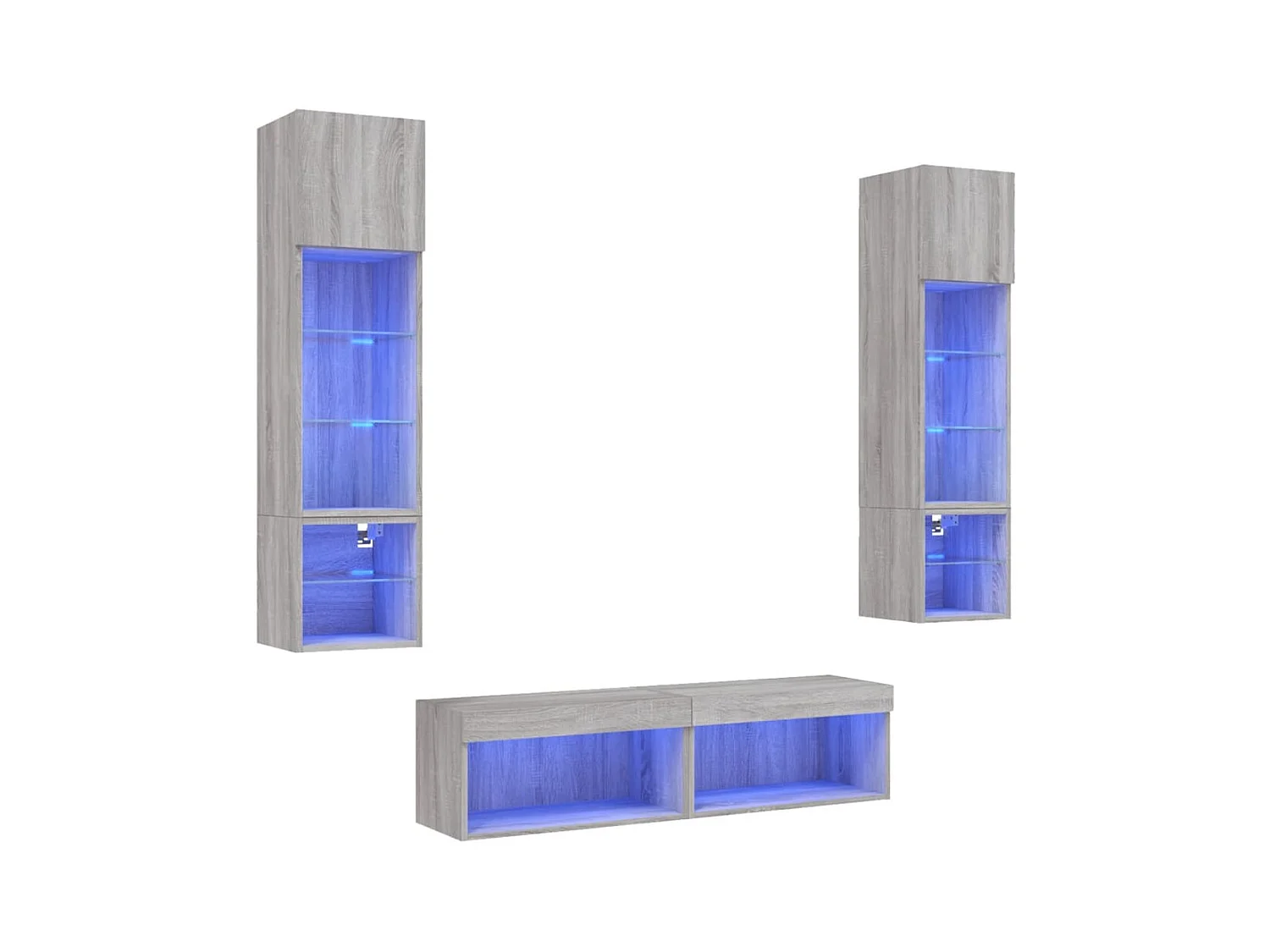 Unités murales TV avec LED 6 pcs gris sonoma bois d'ingénierie