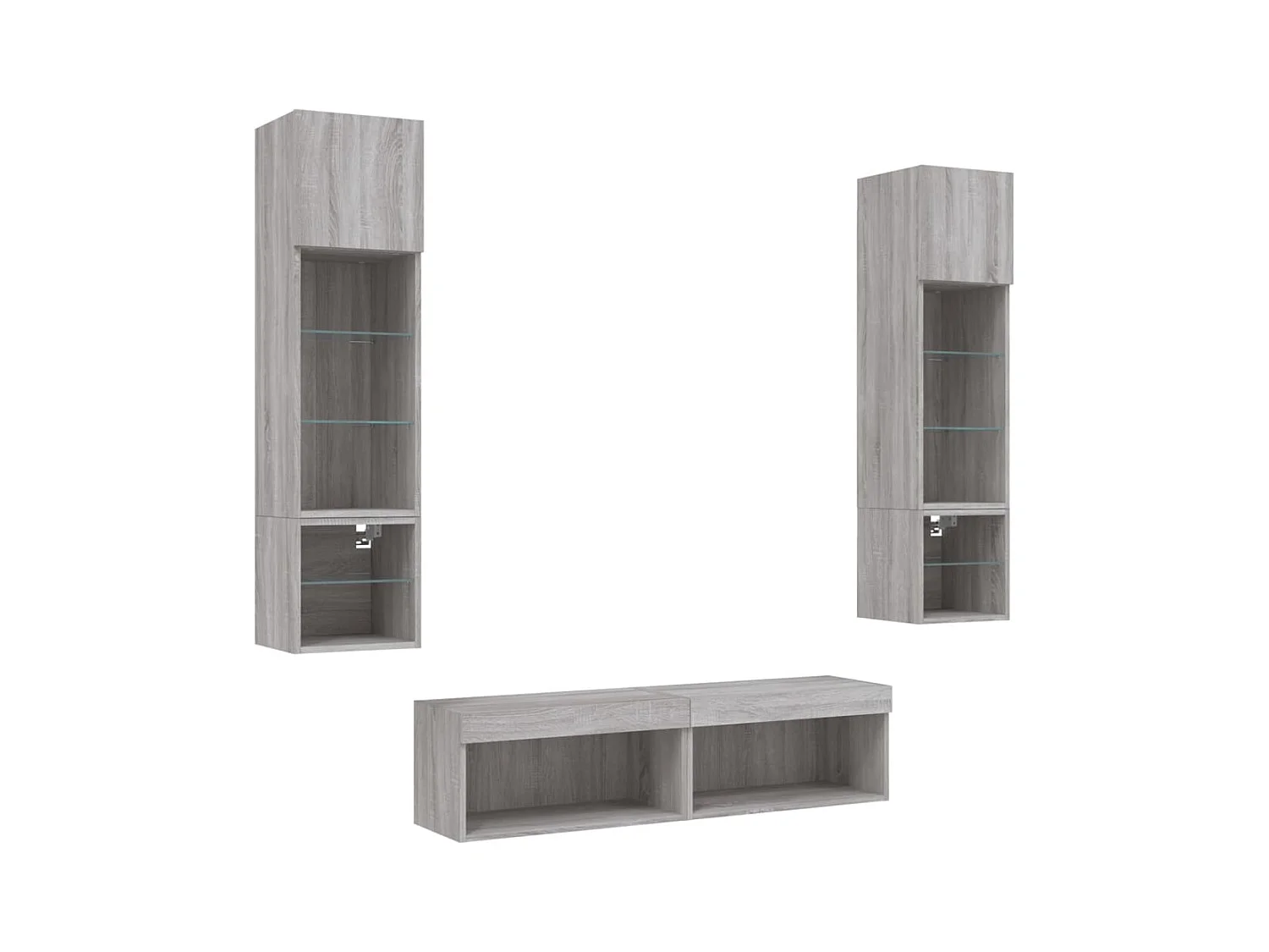 Unités murales TV avec LED 6 pcs gris sonoma bois d'ingénierie