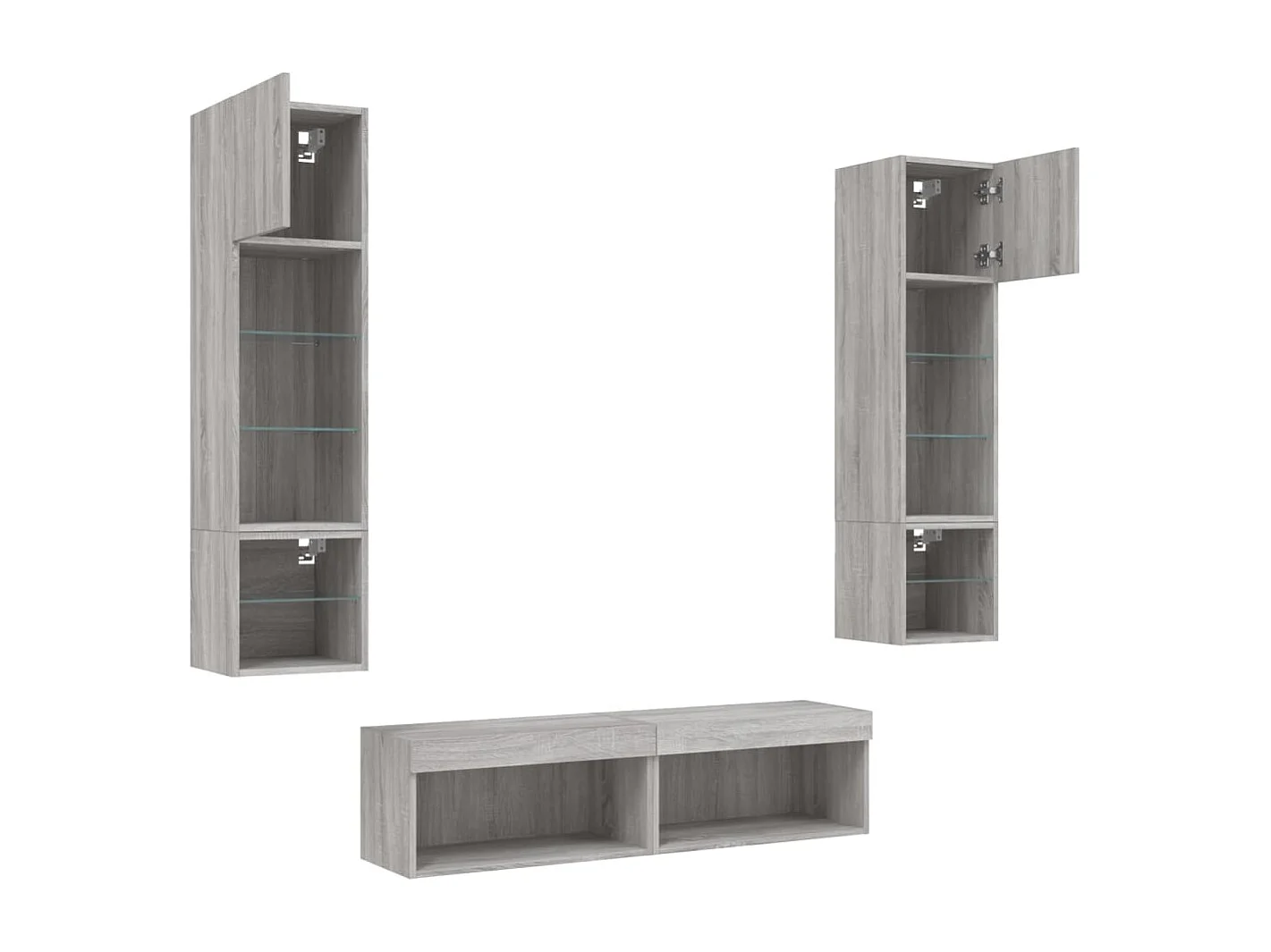 Unités murales TV avec LED 6 pcs gris sonoma bois d'ingénierie