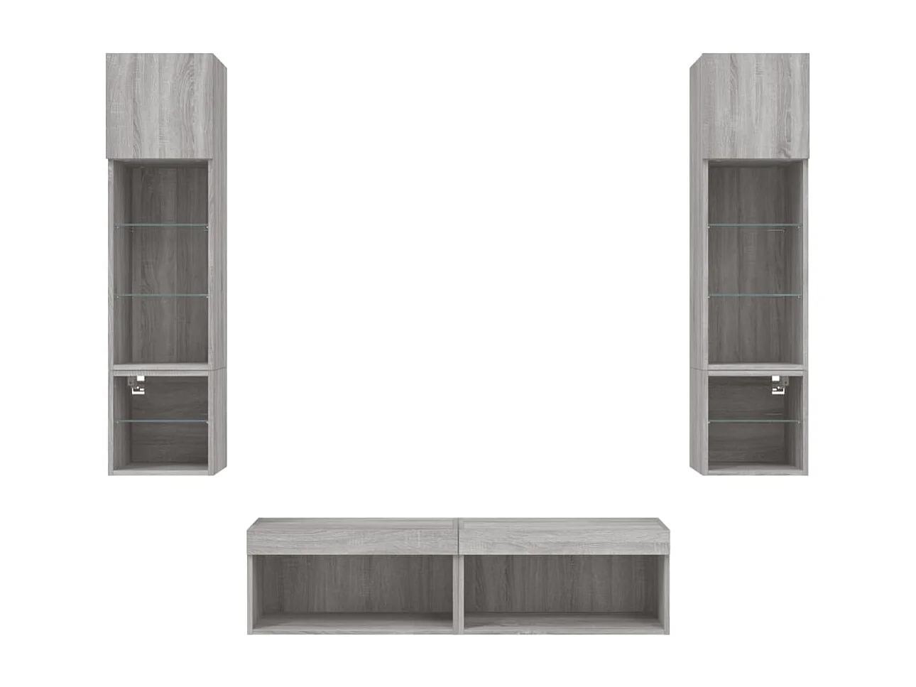 Unités murales TV avec LED 6 pcs gris sonoma bois d'ingénierie