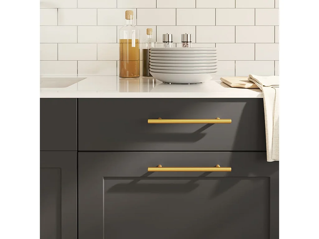 Poignées d'armoire 10 pcs doré 160 mm acier inoxydable