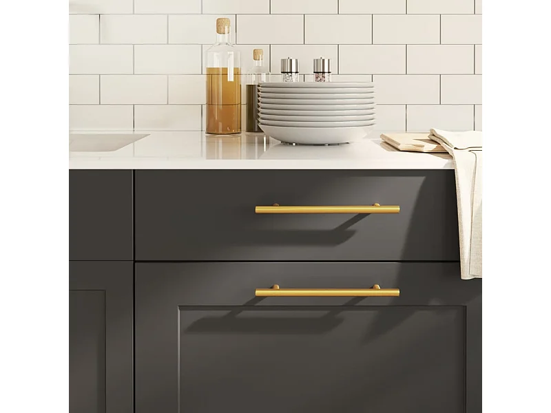 Poignées d'armoire 10 pcs doré 160 mm acier inoxydable