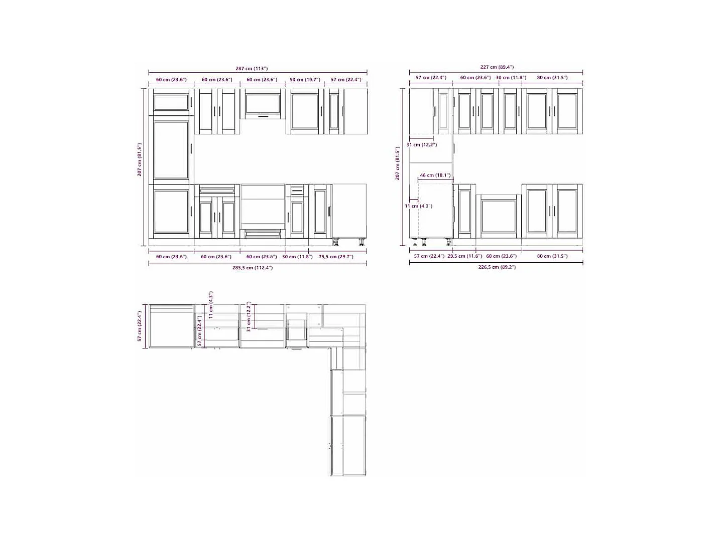 Ensemble d'armoires de cuisine 14 pcs Porto bois d'ingénierie