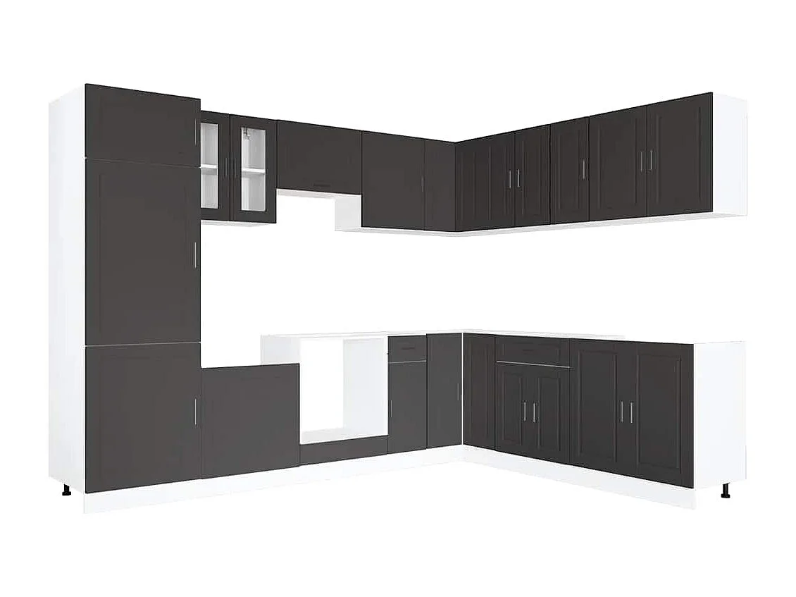 Mueble de cocina Porto negra 14 piezas madera contrachapada