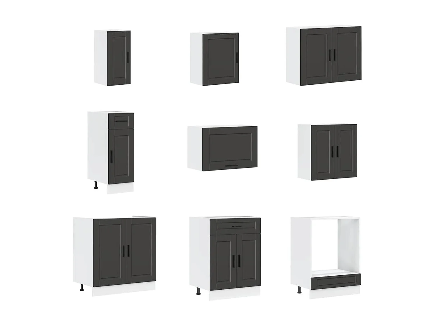 Mueble de cocina Porto negra 14 piezas madera contrachapada