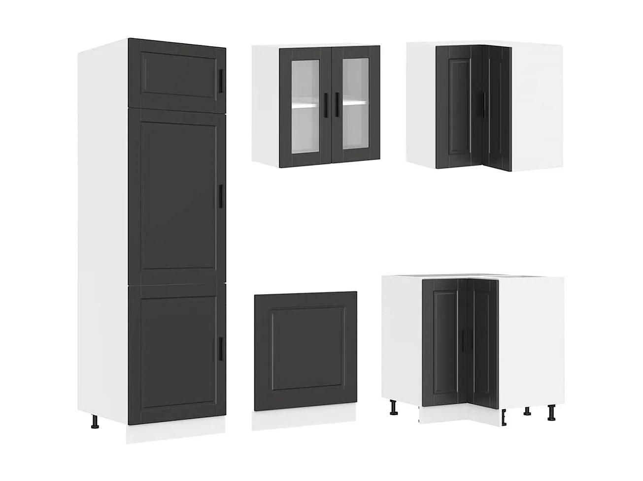 Mueble de cocina Porto negra 14 piezas madera contrachapada