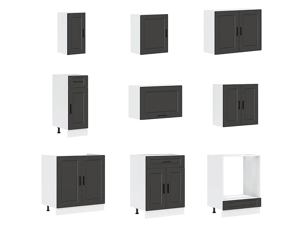 Ensemble d'armoires de cuisine 14 pcs Porto bois d'ingénierie
