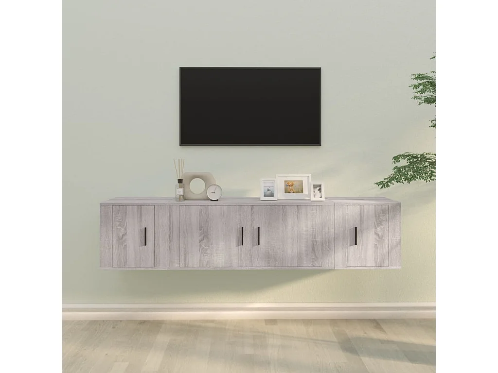 3-tlg. TV-Schrank-Set Grau Sonoma Holzwerkstoff