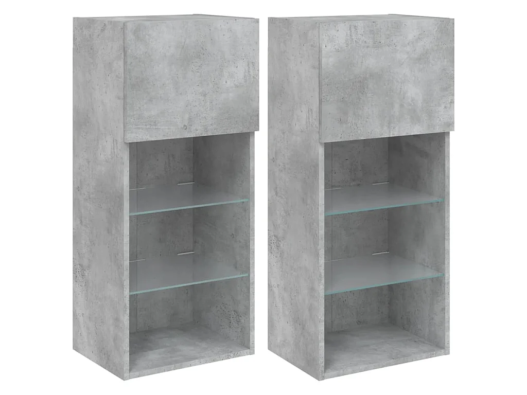 Meubles TV avec lumières LED 2 pcs gris béton 40,5x30x90 cm