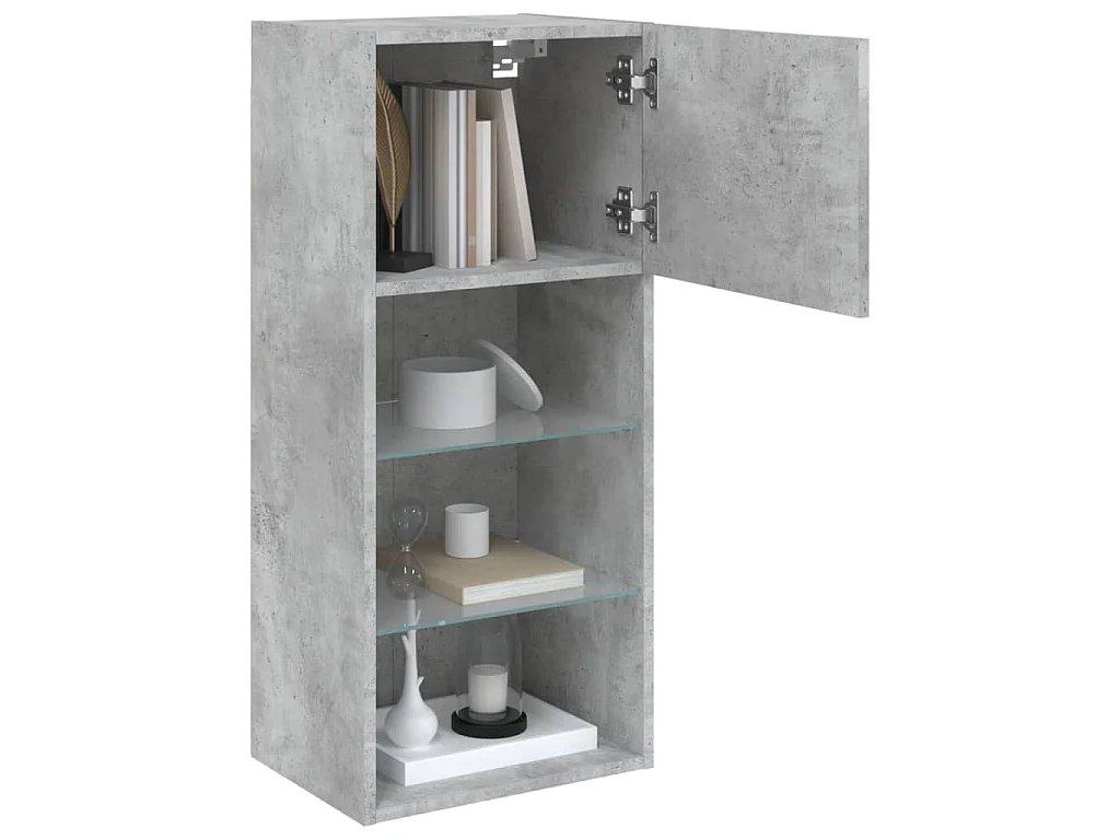 Meubles TV avec lumières LED 2 pcs gris béton 40,5x30x90 cm