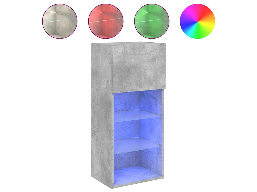 Meubles TV avec lumières LED 2 pcs gris béton 40,5x30x90 cm