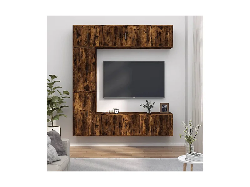 7-tlg. TV-Schrank-Set Räuchereiche Holzwerkstoff