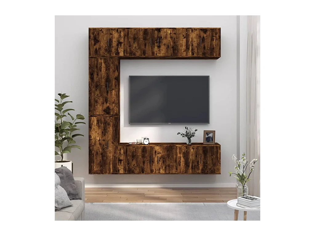 Ensemble de meubles TV 7 pcs Chêne fumé Bois d'ingénierie