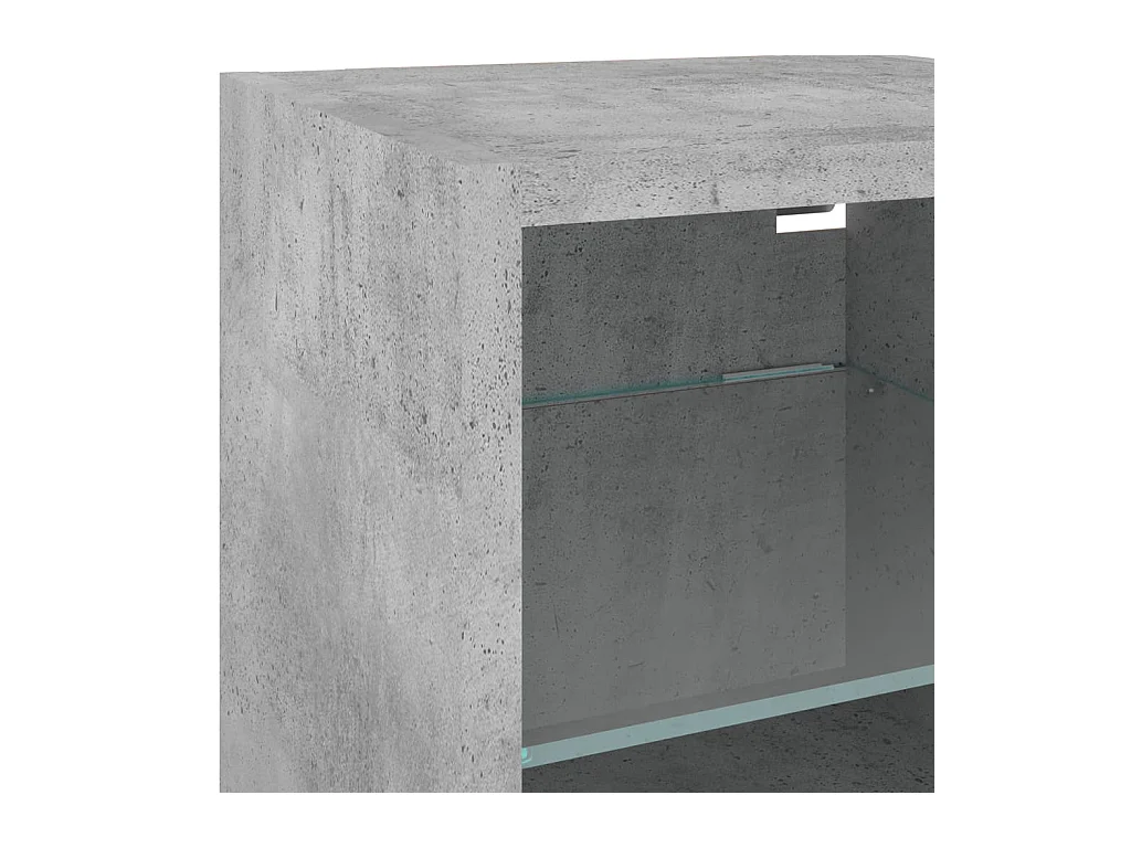 8-tlg. Wohnwand mit LED-Beleuchtung Betongrau Holzwerkstoff