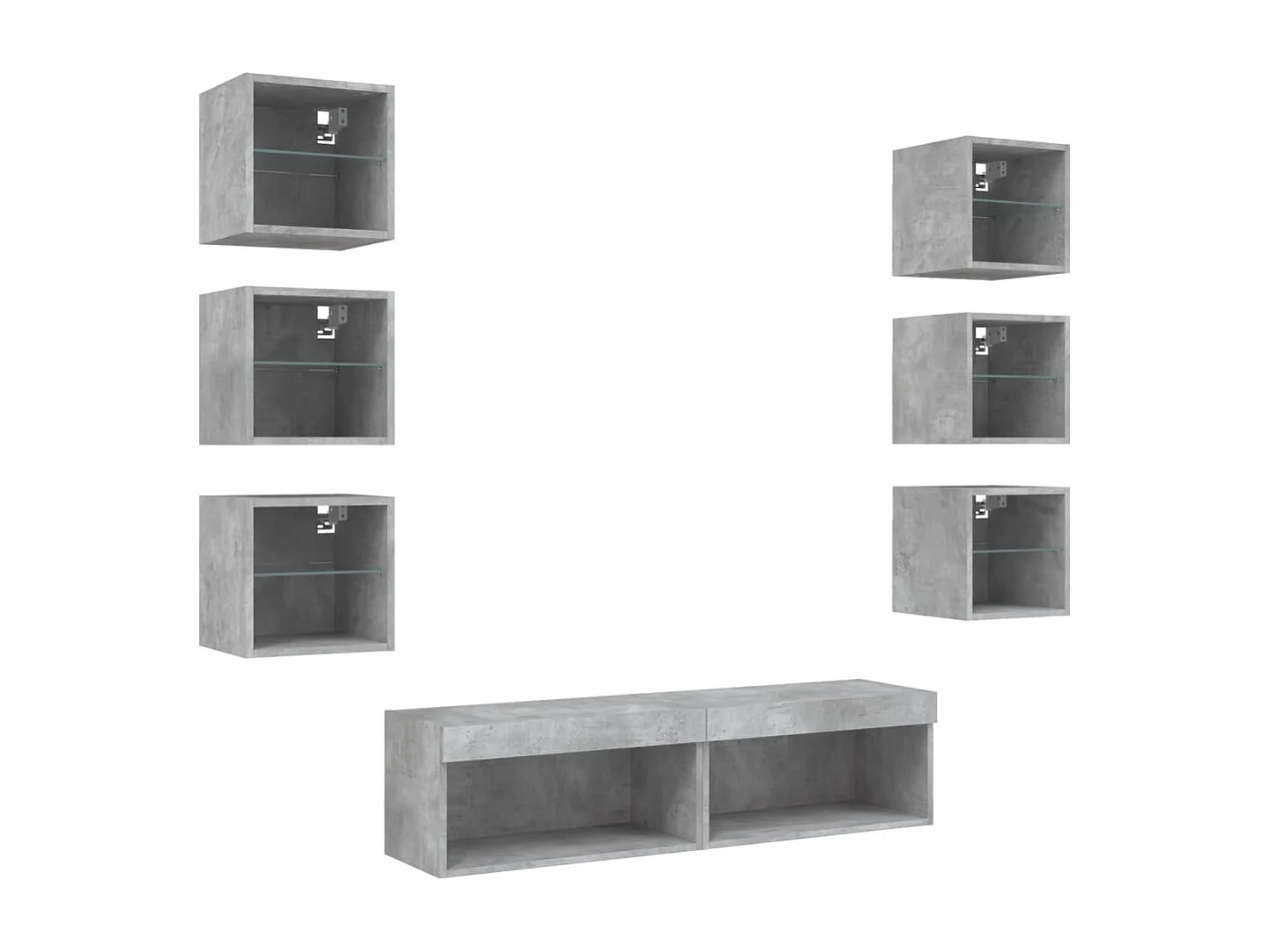 Muebles TV pared con LED 8 pzas madera ingeniería gris hormigón
