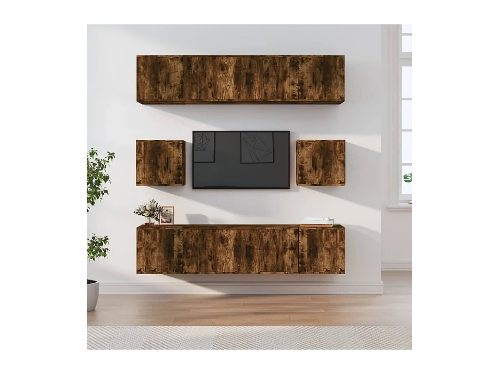 Ensemble de meubles TV 8 pcs Chêne fumé Bois d'ingénierie