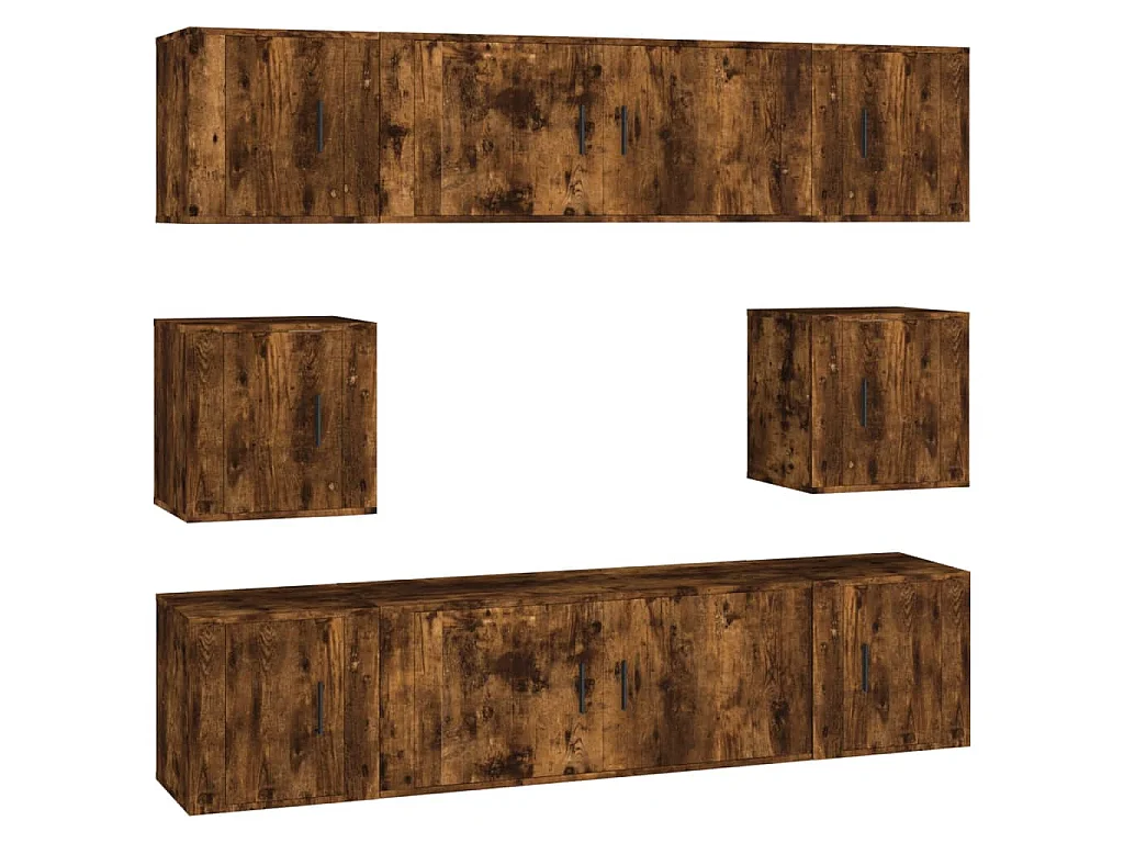 8-tlg. TV-Schrank-Set Räuchereiche Holzwerkstoff