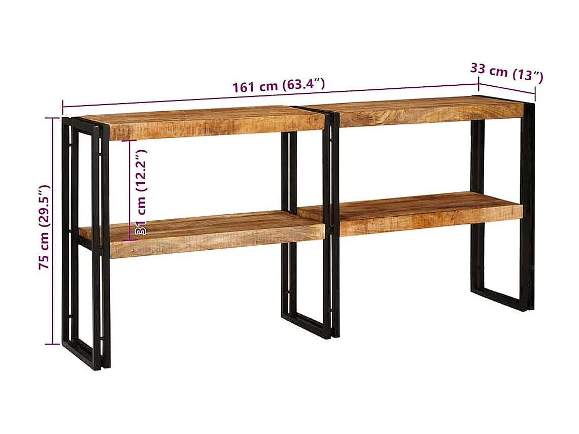 Table console Marron 160 x 33 x 75 cm Bois de mangue massif