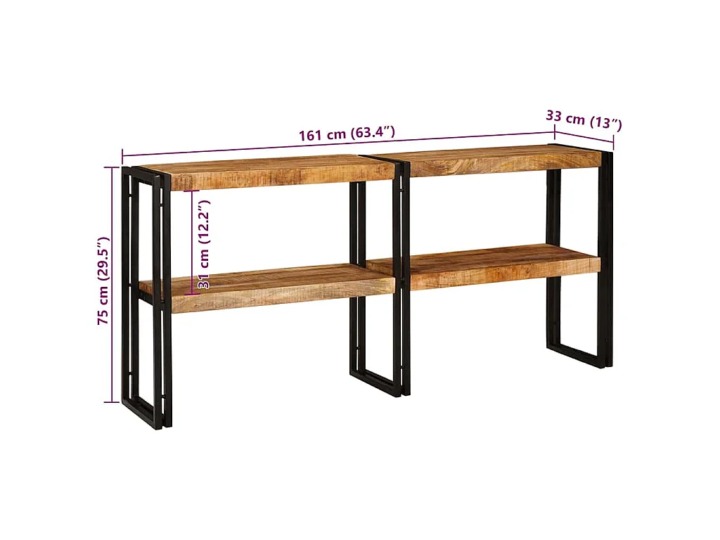 Wandtafel met plank Bruin 160 x 33 x 75 cm Massief Mango Hout