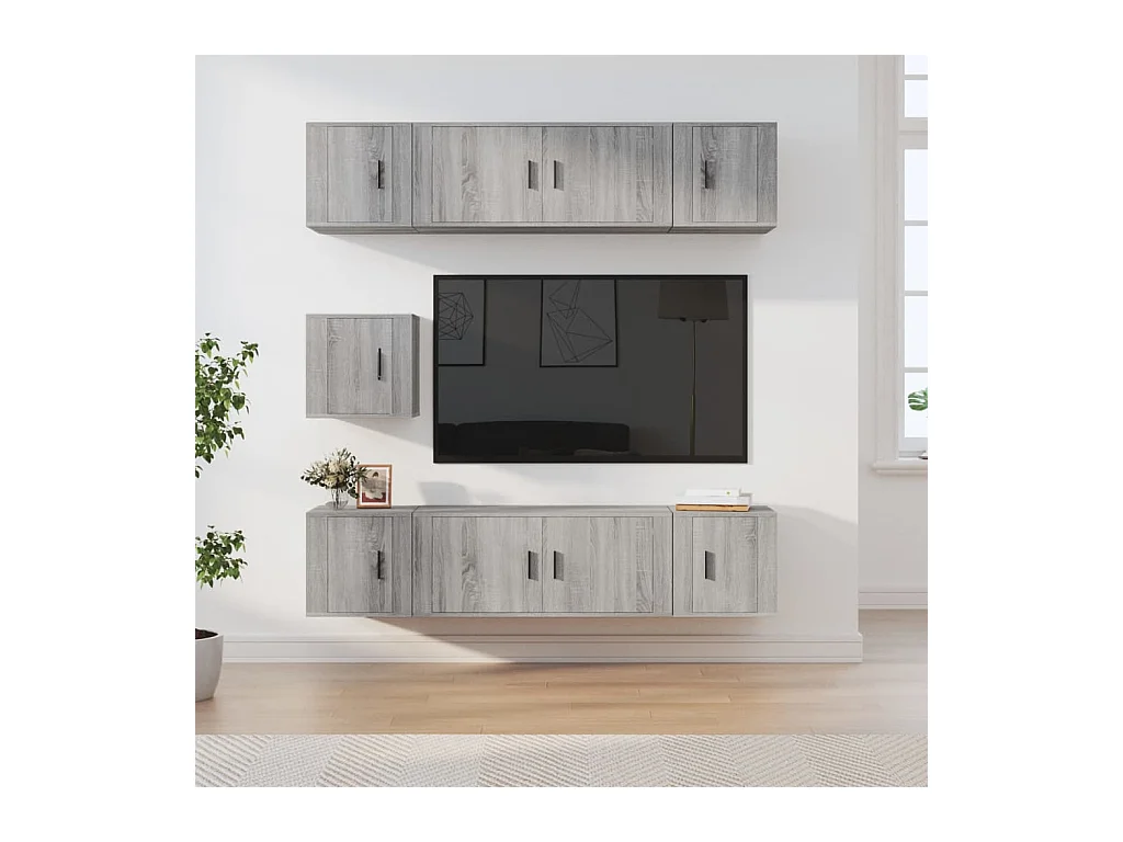 Ensemble de meubles TV 7 pcs Sonoma gris Bois d'ingénierie