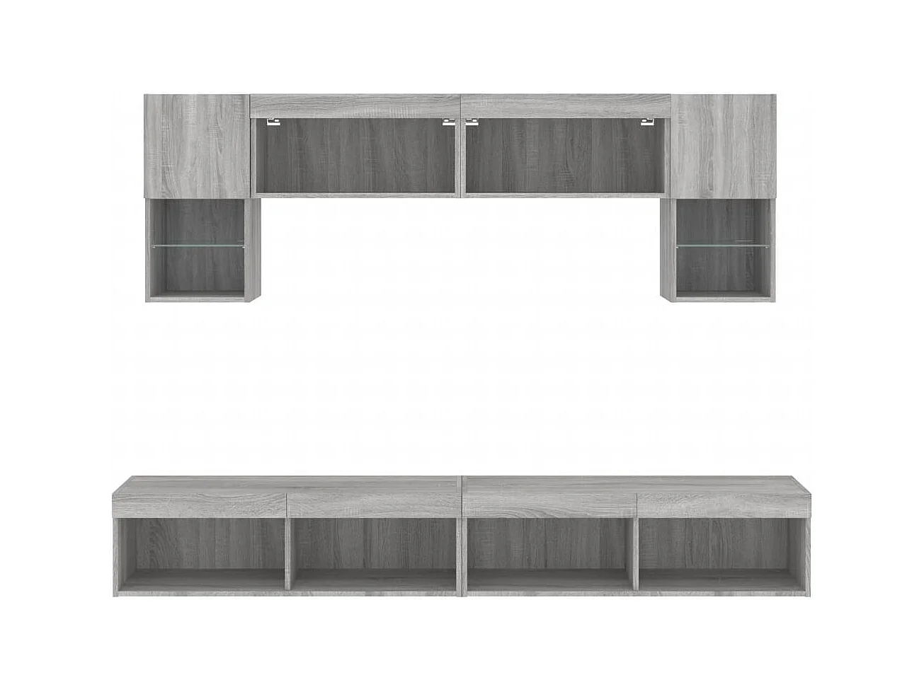6-tlg. Wohnwand mit LED-Beleuchtung Grau Sonoma Holzwerkstoff