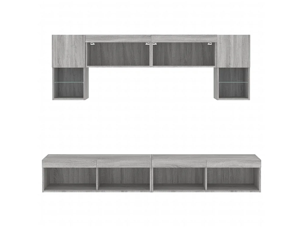 Mobili TV a Muro con LED 6pz Grigio Sonoma Legno Multistrato