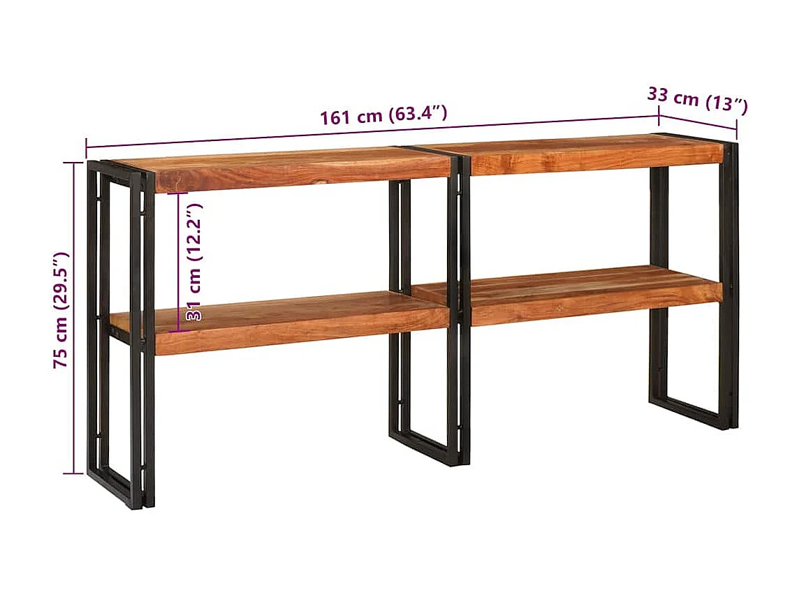 Table console Marron 160 x 33 x 75 cm Bois d'Acacia Massif