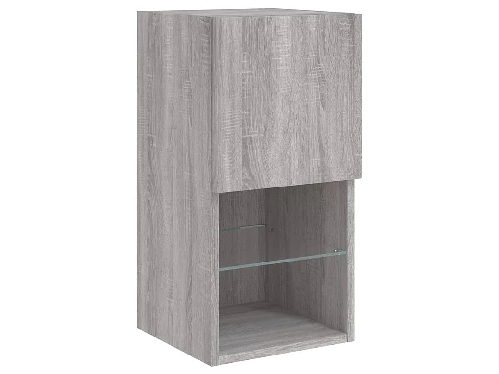 Muebles TV pared con LED 6 pzas madera ingeniería gris Sonoma