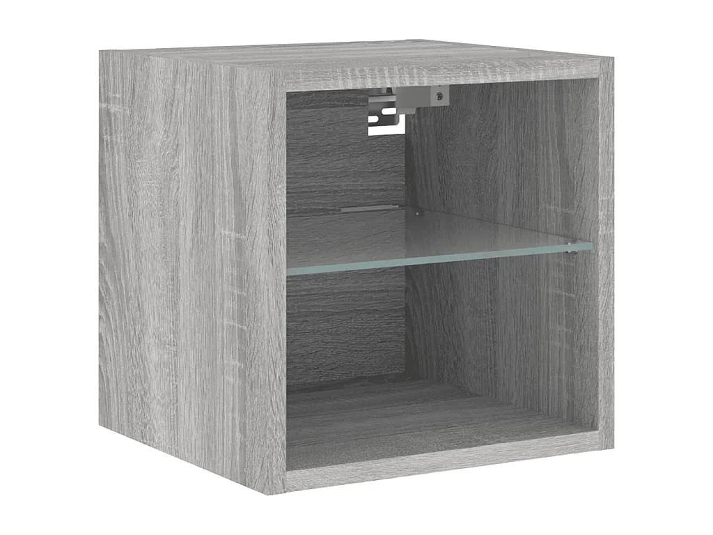 Muebles TV pared con LED 6 pzas madera ingeniería gris Sonoma