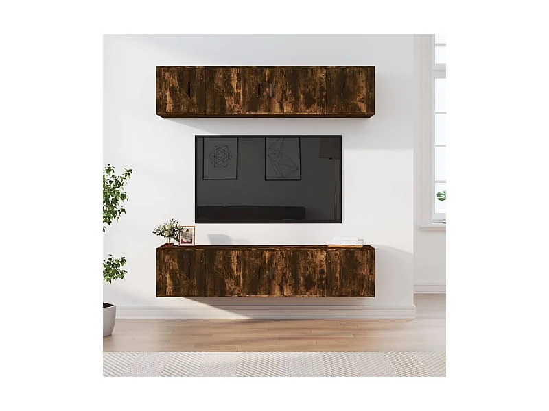 6-tlg. TV-Schrank-Set Räuchereiche Holzwerkstoff