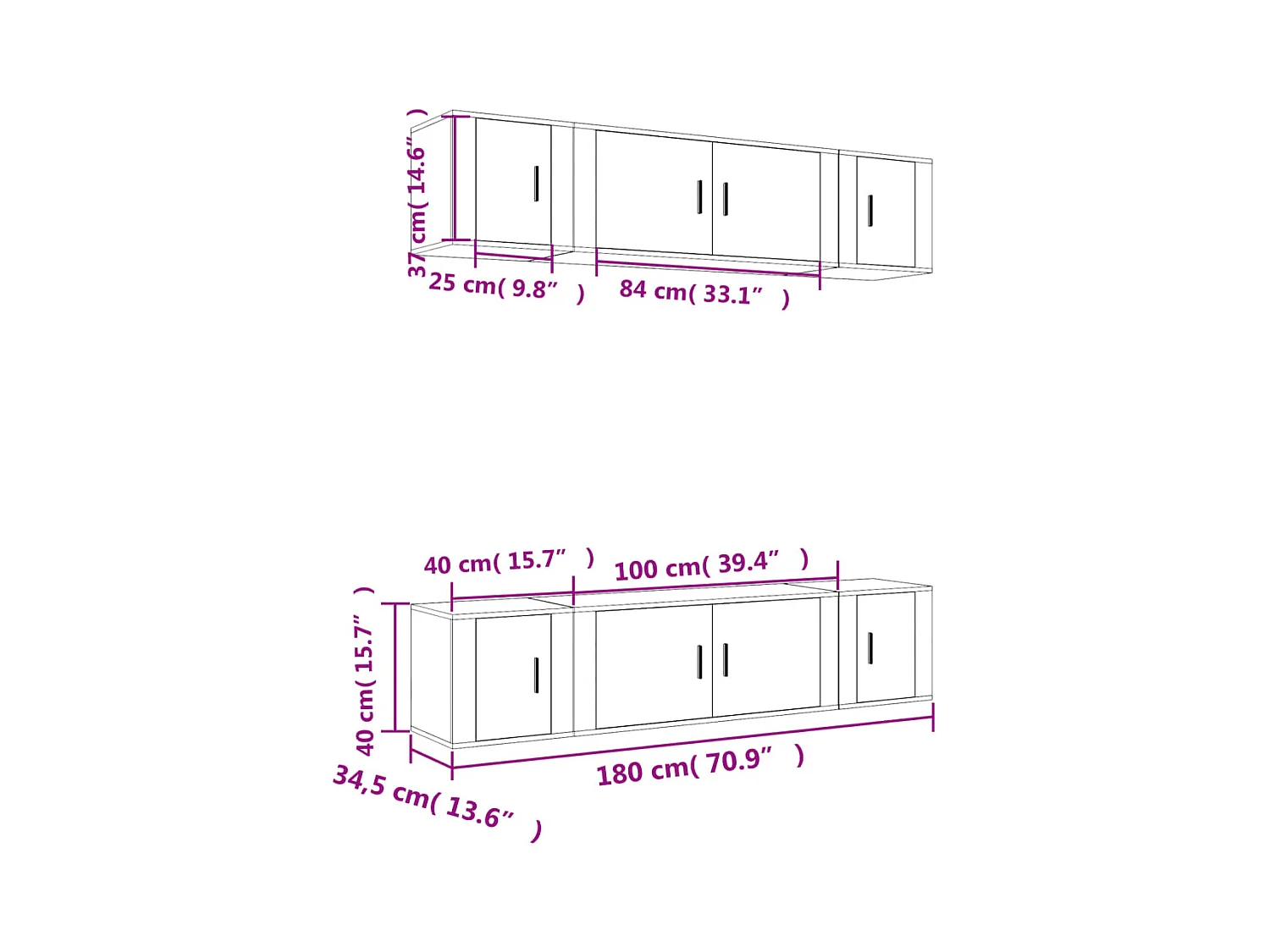 Ensemble de meubles TV 6 pcs Chêne fumé Bois d'ingénierie